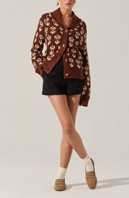 Astr The Label Marcenia Shawl Collar Cardigan In Brown