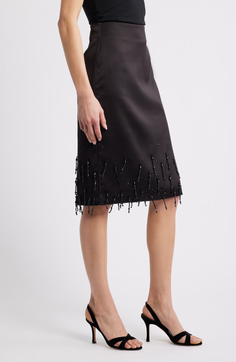 MANGO Crystal Trim Midi Skirt, Alternate, color, Black