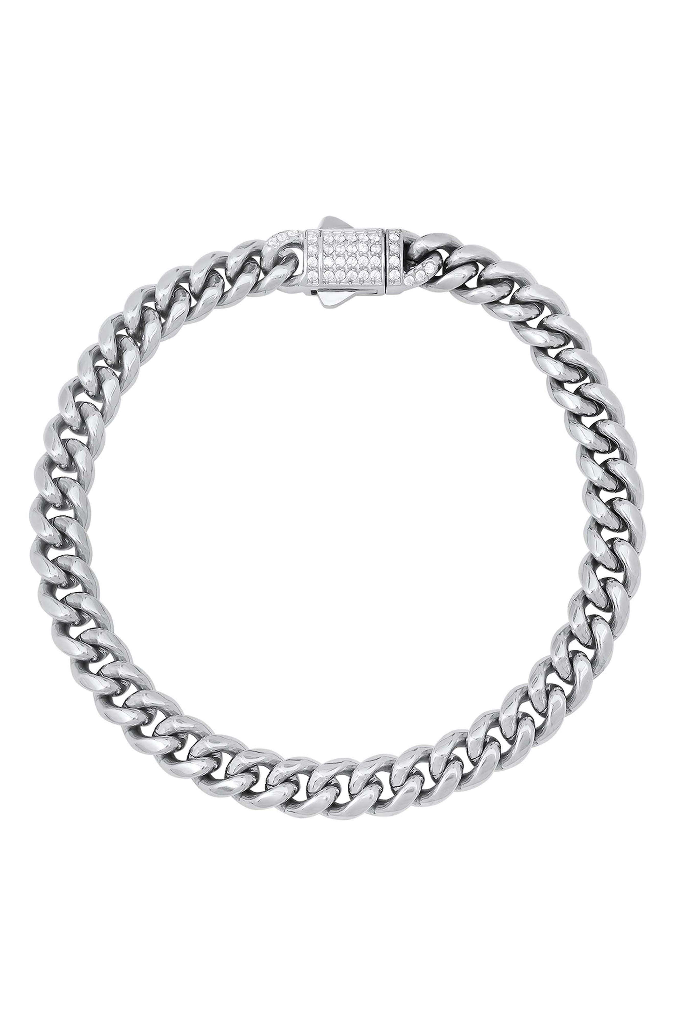 Stone Accent Curb Chain Bracelet