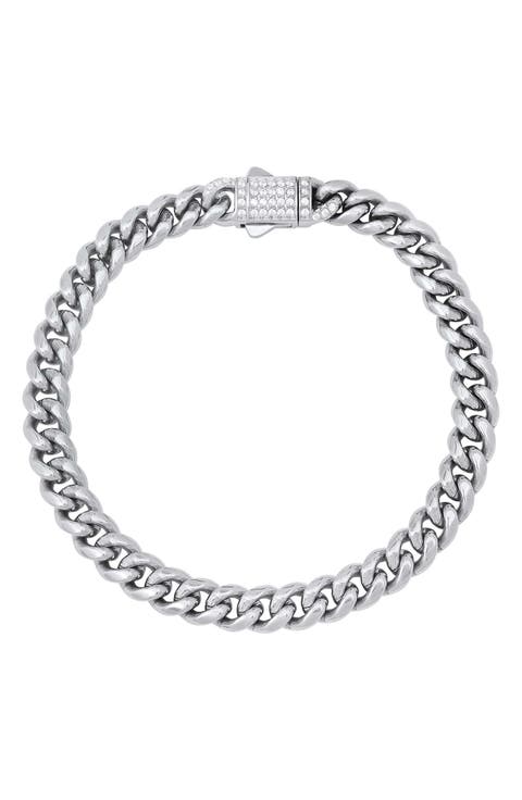 Stone Accent Curb Chain Bracelet