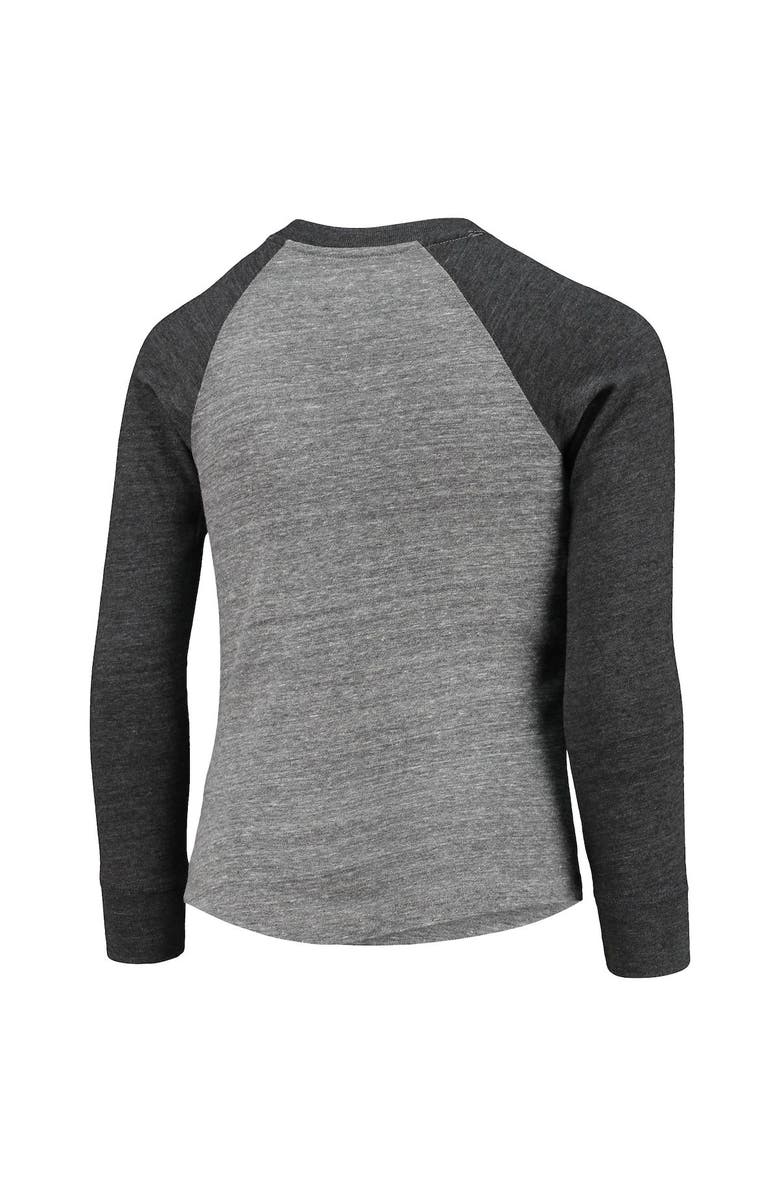 LEAGUE COLLEGIATE WEAR Youth League Collegiate Wear Heathered Gray LSU Tigers Baseball Tri-Blend Raglan Long Sleeve T-Shirt, Alternate, color,