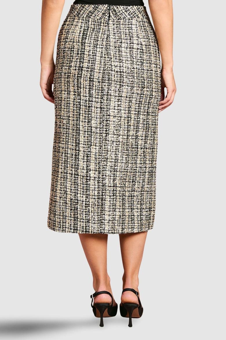 Sequin Tweed Midi Skirt, Alternate, color, Mono
