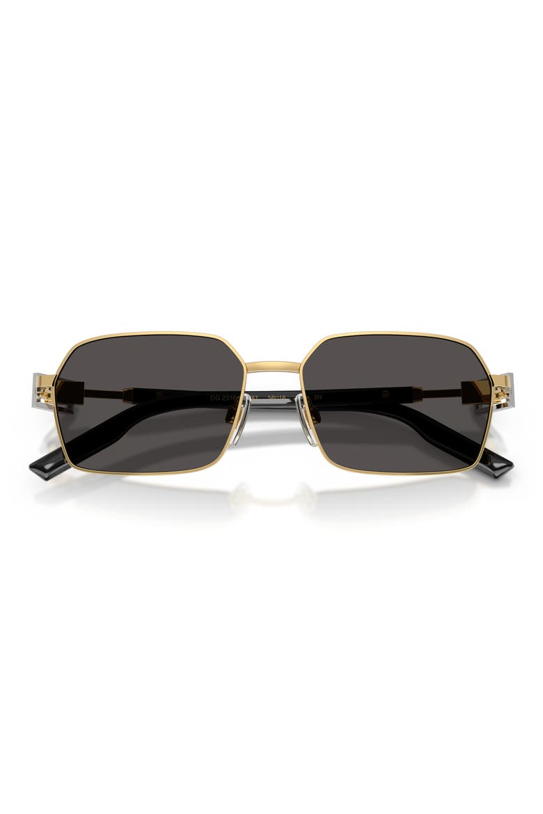 56mm Rectangular Sunglasses, Alternate, color, GOLD / DARK GREY