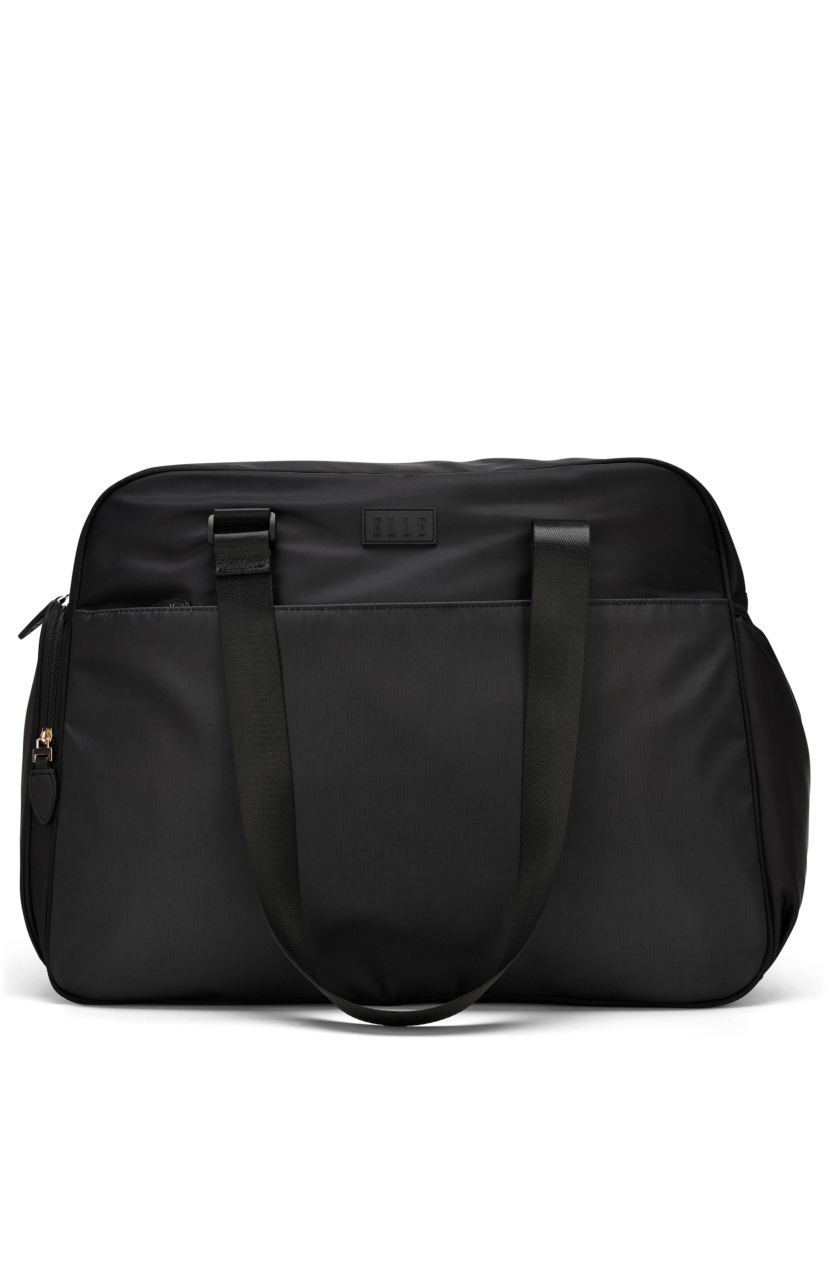 ELLE Wayfarer 40L Monogram Weekender Duffel Bag, Alternate, color, Black