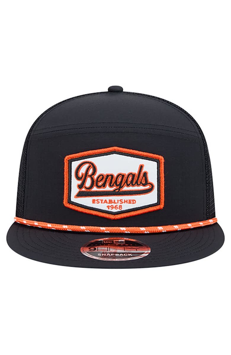 New Era Men's New Era Black Cincinnati Bengals Ripstop Patch 9FIFTY Split Panel Snapback Hat, Alternate, color, 