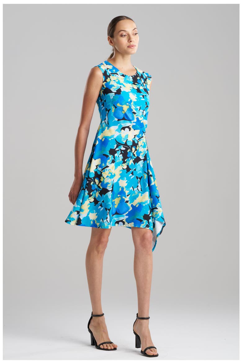 BRIGHT FLORAL Sleeveless Side Drape Dress, Main, color, BLUE