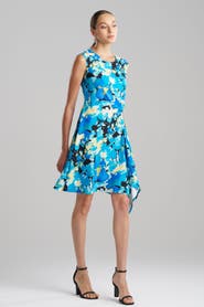 Natori BRIGHT FLORAL Sleeveless Side Drape Dress