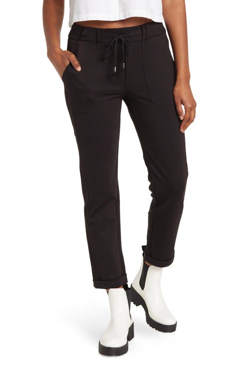 Ab Leisure High Rise Patch Pocket Utility Roll Cuff Drawstring Pants