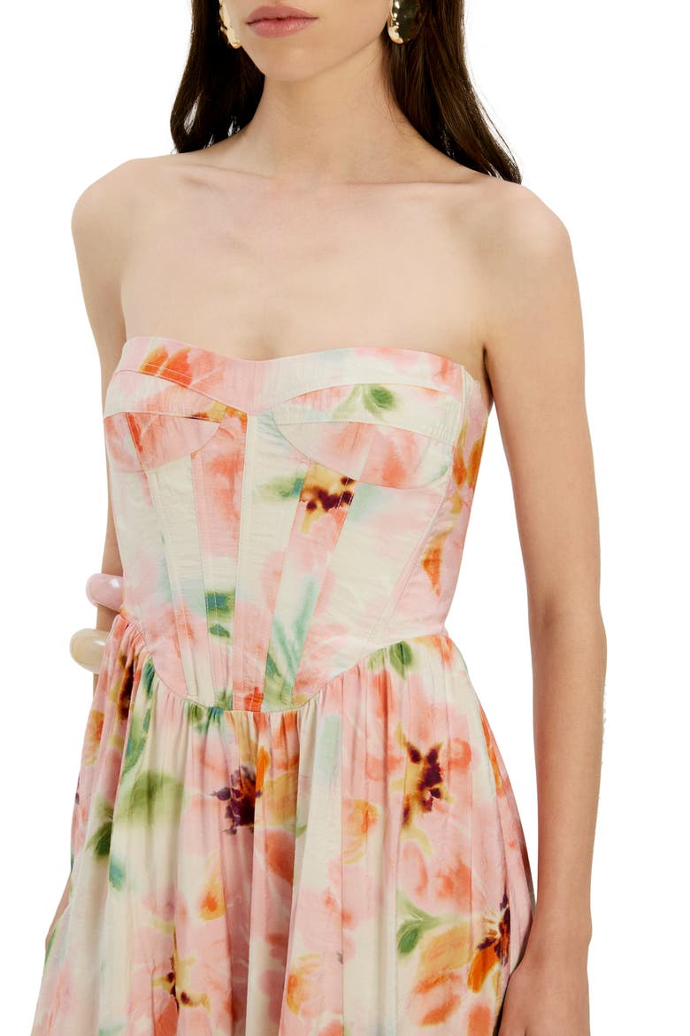 Lola Floral Strapless Corset Dress, Alternate, color, PINK FLORAL