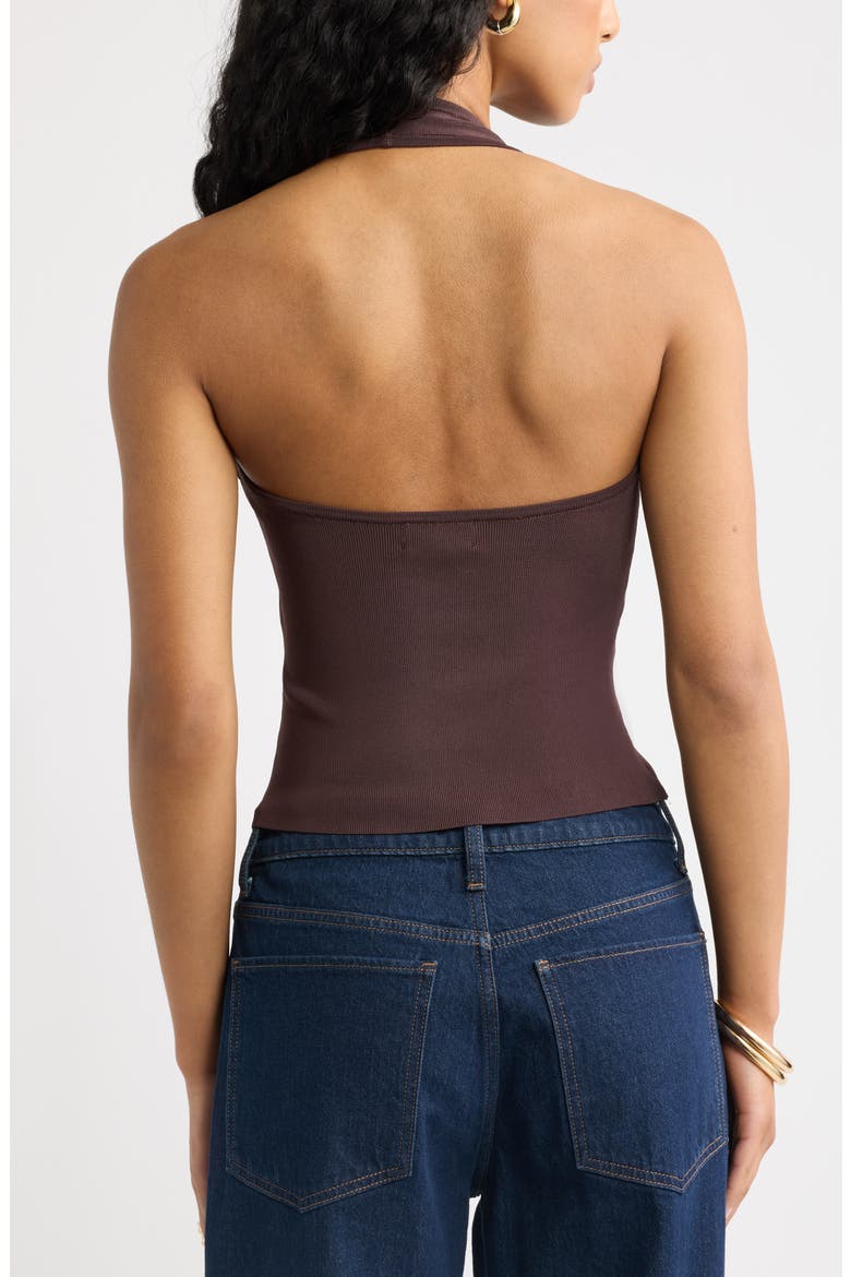 Sweater Halter Top, Alternate, color, BROWN SEAL