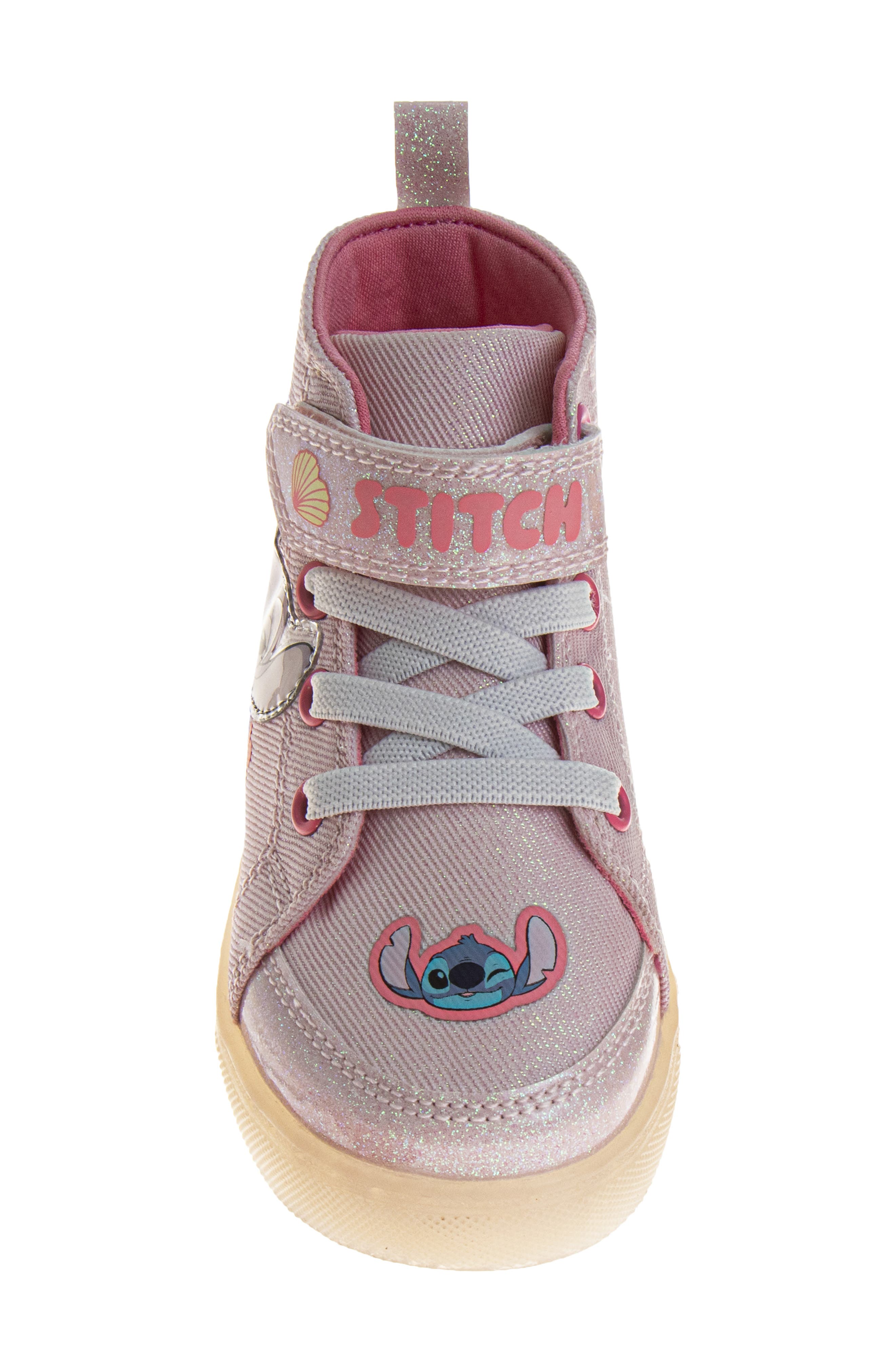 Kids' Disney Stitch & Angel High Top Sneaker, Alternate, color, PINK