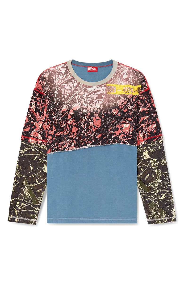 DIESEL<sup
®</sup
T-Besh Camouflage Overlay Long Sleeve T-Shirt, Alternate, color, Pink