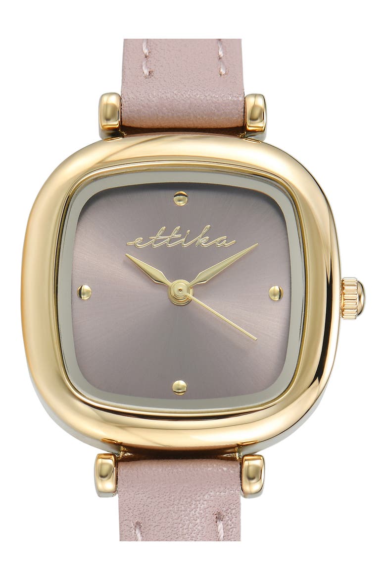 Square Case Leather Strap Watch, Alternate, color, BLUSH