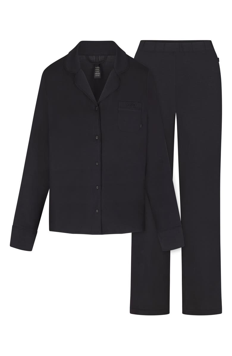 SKIMS Sleep Long Pajamas, Alternate, color, Onyx