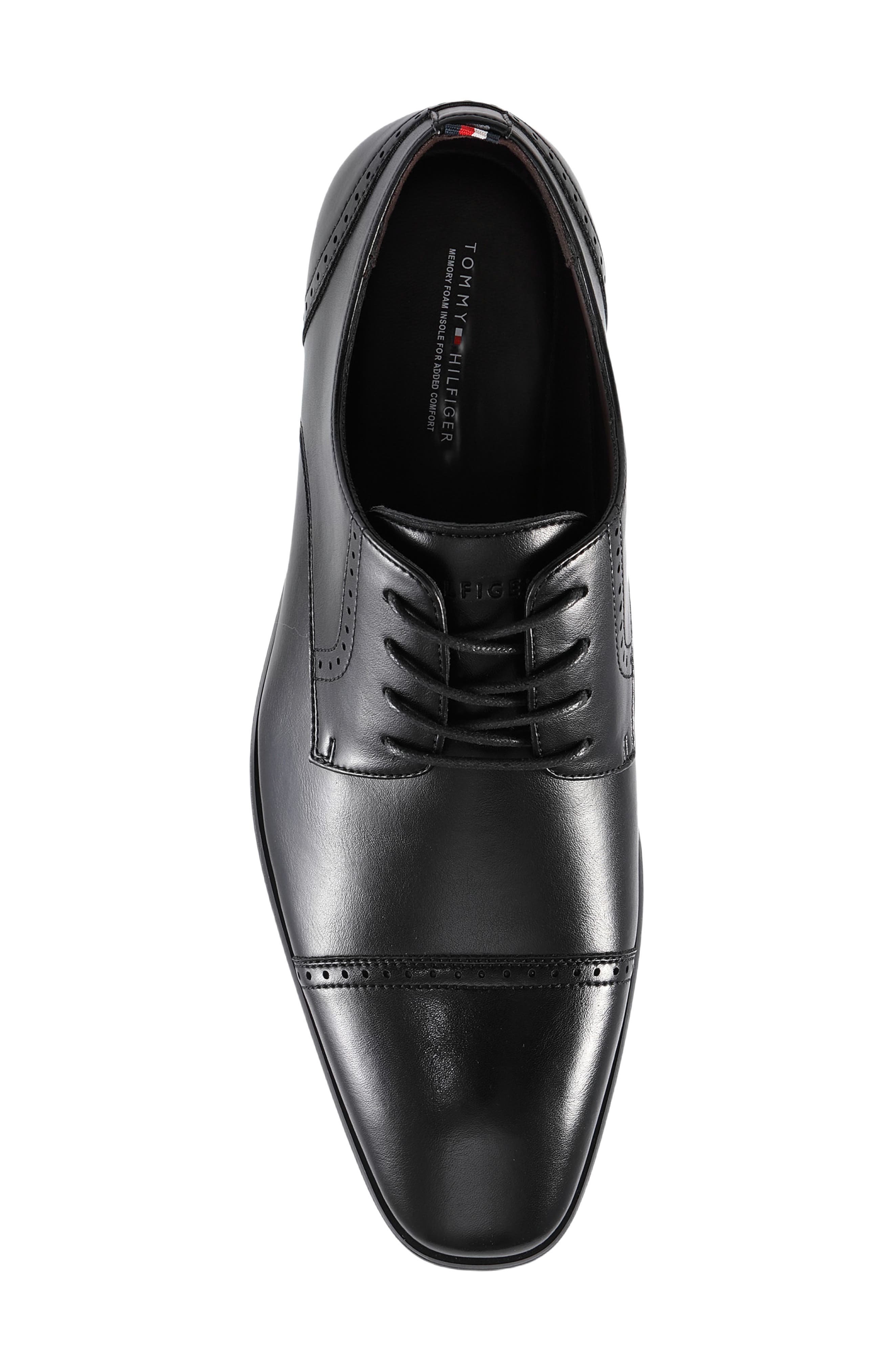 Solven Faux Leather Cap Toe Oxford, Alternate, color, BLACK