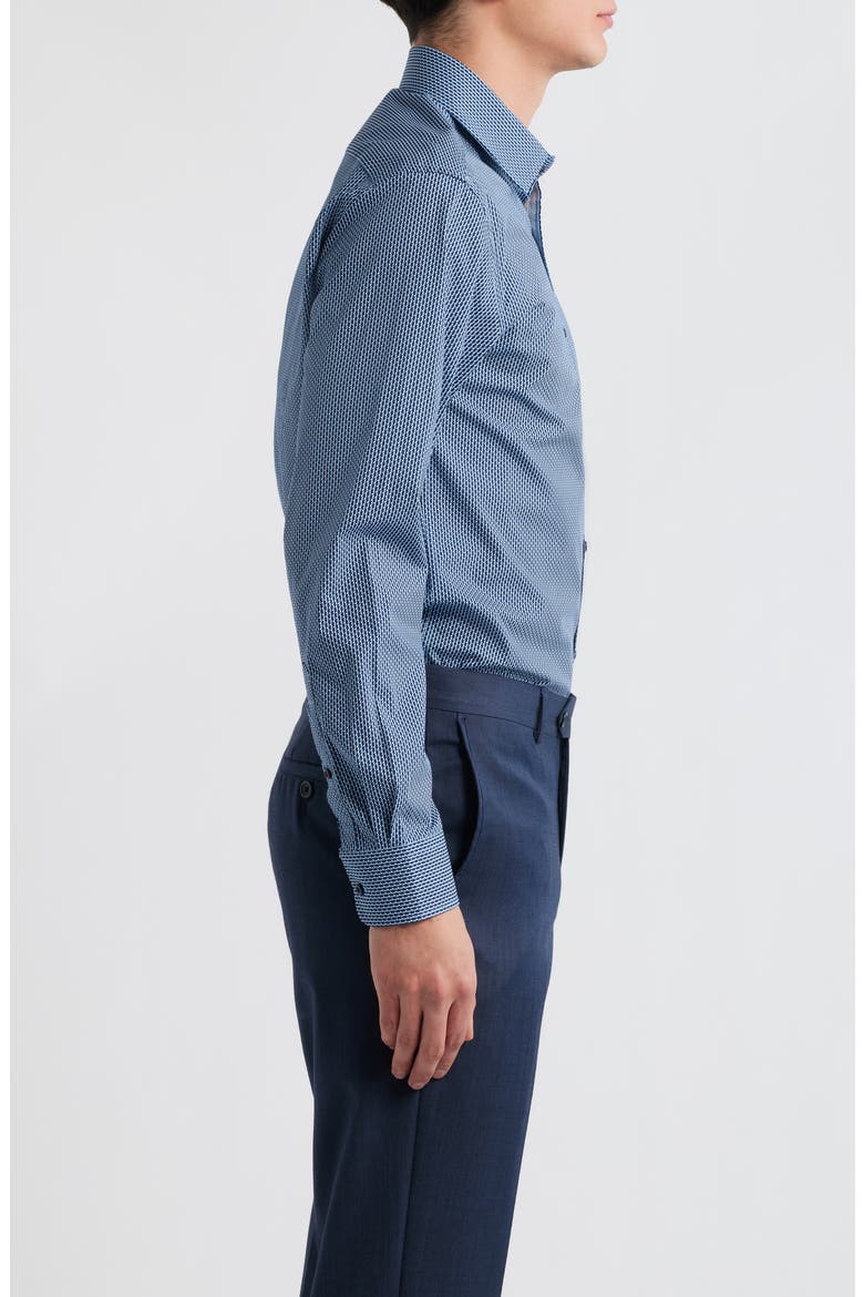 Paris Modern Fit Blue Geometric Print Cotton Dress Shirt, Alternate, color, BLUE