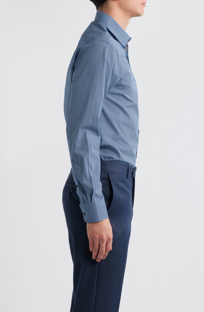 DANIEL HECHTER Paris Modern Fit Blue Geometric Print Cotton Dress Shirt, Alternate, color, 