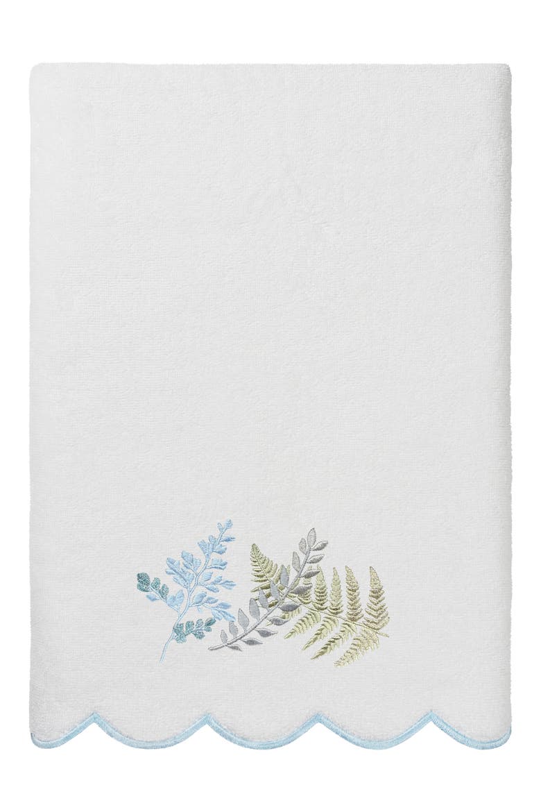 Fern Toss Scallop 3-Piece Towel Set, Alternate, color, WHITE/ BLUE