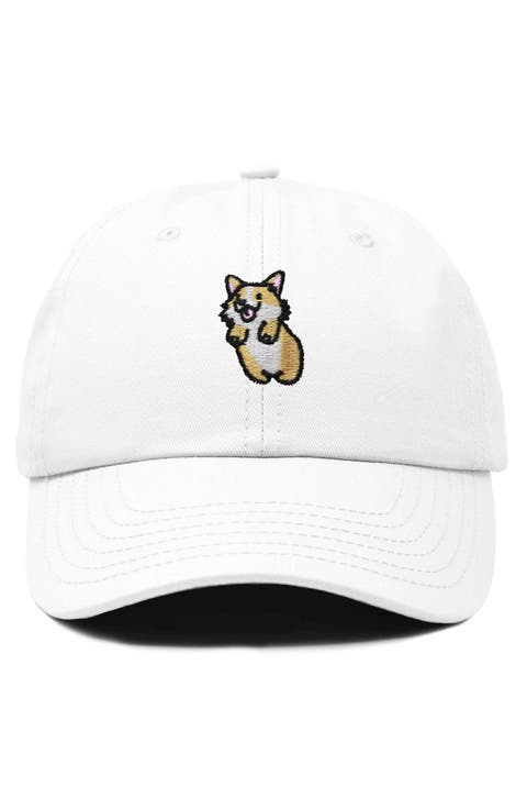 Leaping Corgi Embroidered Cap