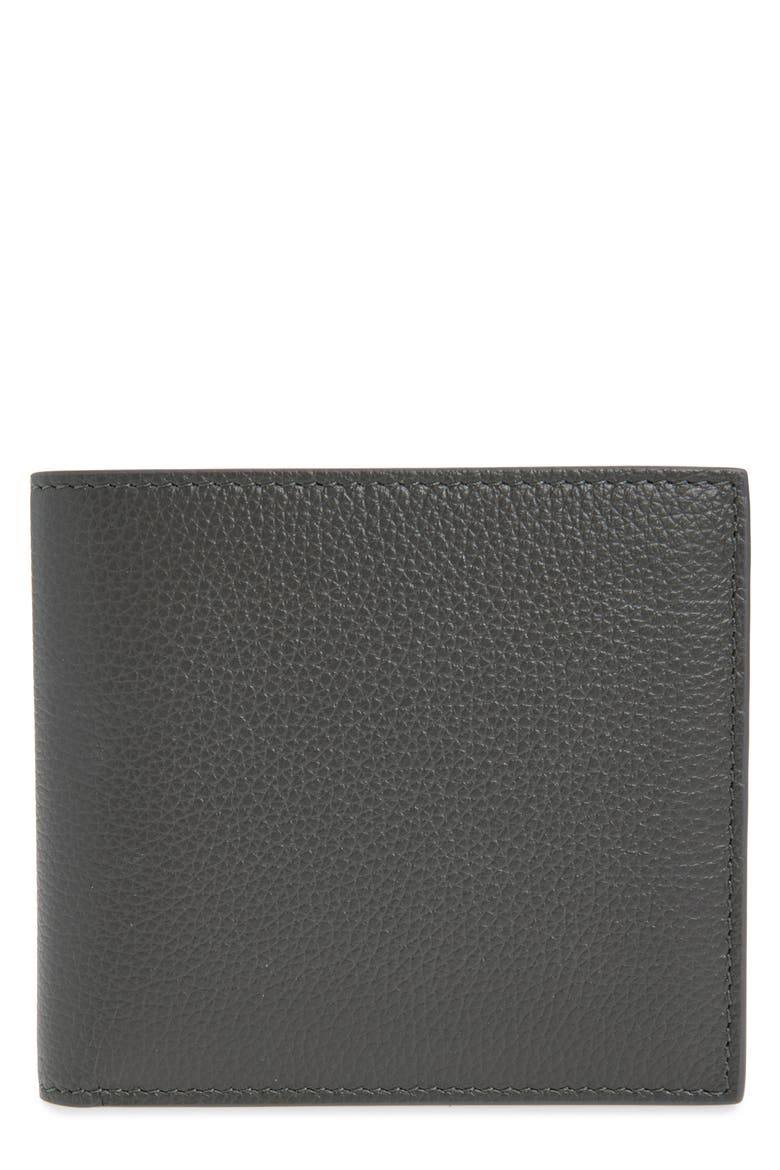 Pebbled Leather Bifold Wallet, Main, color, DARK GREY