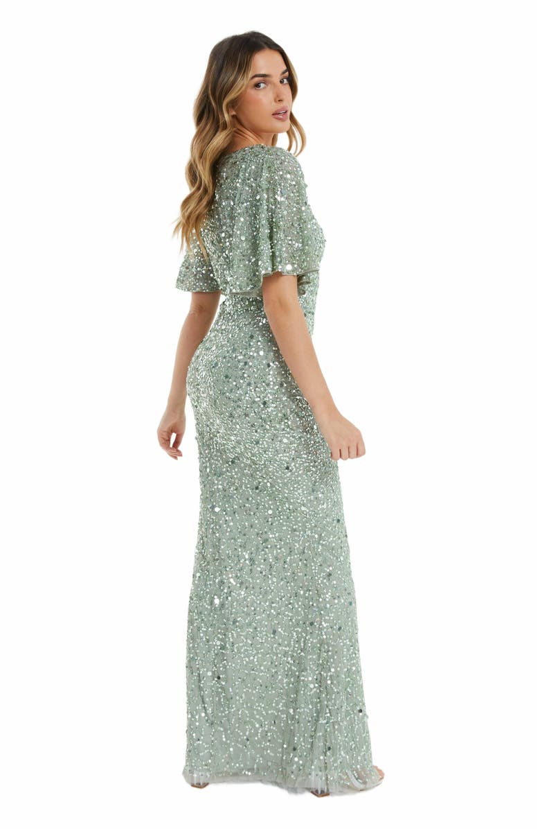 QUIZ Sequin Batwing Maxi Dress, Alternate, color, 