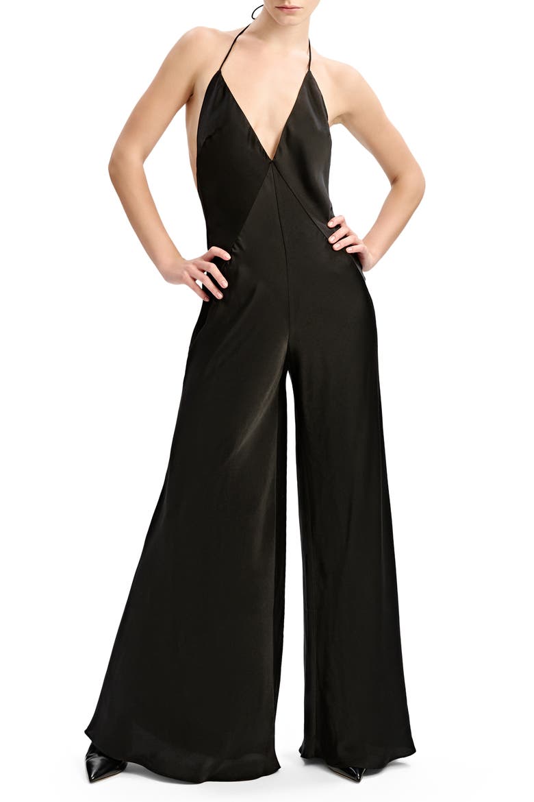 Keaton Wide Leg Halter Jumpsuit, Main, color, BLACK