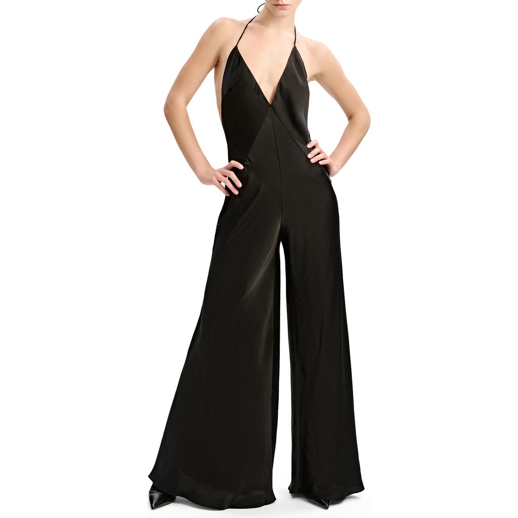 Bardot Keaton Wide Leg Halter Jumpsuit In Black
