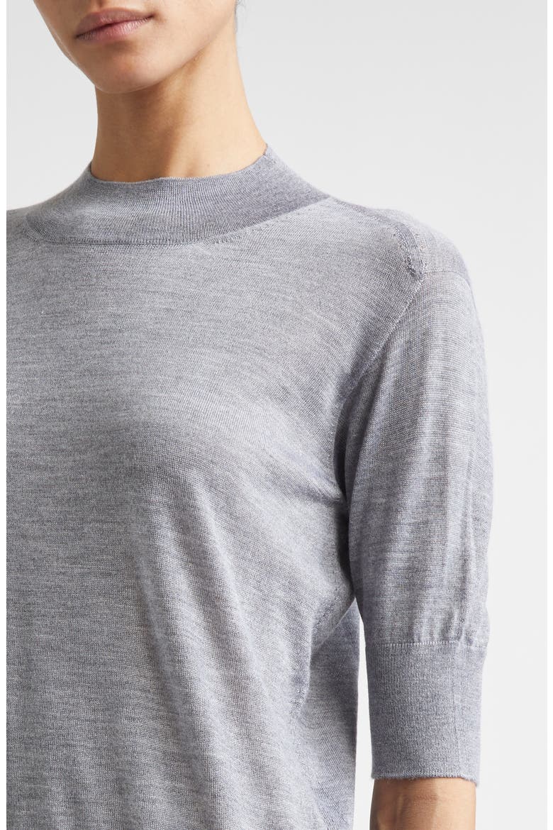 Seamless Short Sleeve Cashmere, Wool & Silk Sweater, Alternate, color, PEBBLE