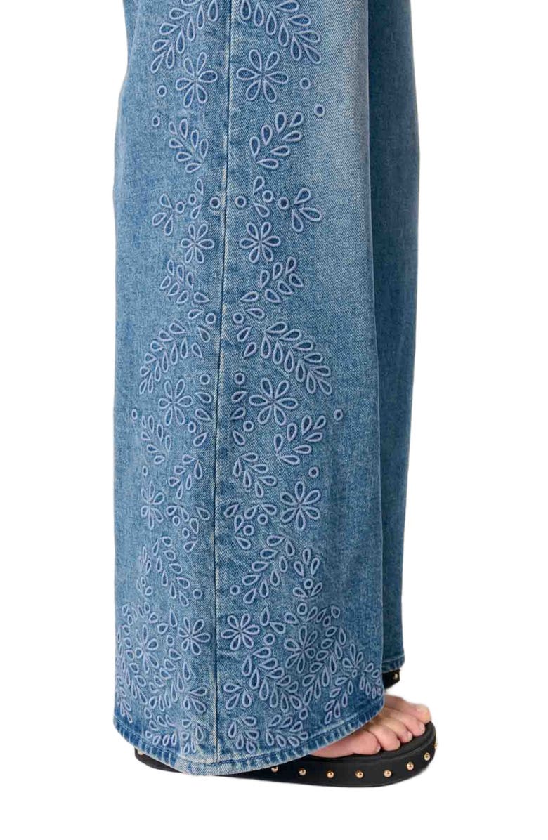 maje Embroidered jeans, Alternate, color, 