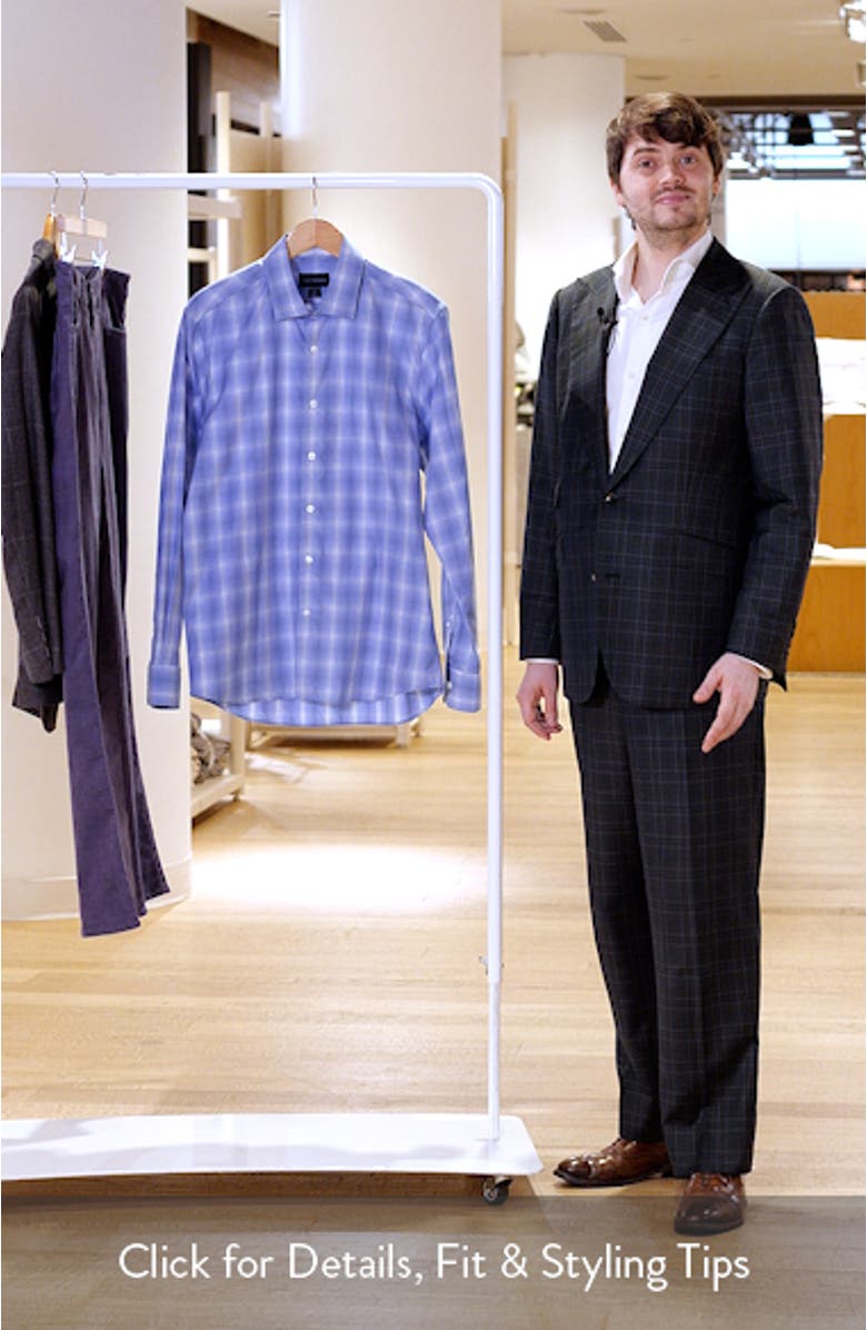 Canclini Regular Fit Plaid Cotton Poplin Button-Up Shirt, sales video thumbnail