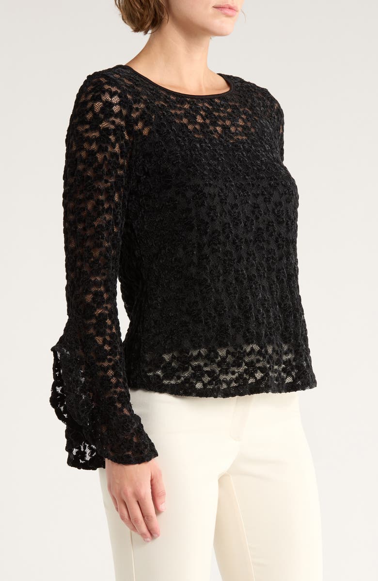Vince Camuto Velvet Lace Top, Alternate, color, Rich Black