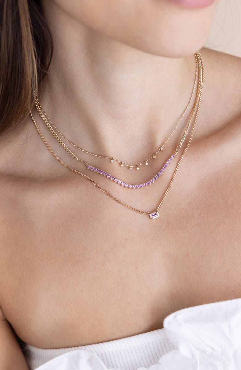 Zoë Chicco Pink Sapphire Pendant Necklace, Alternate, color, 