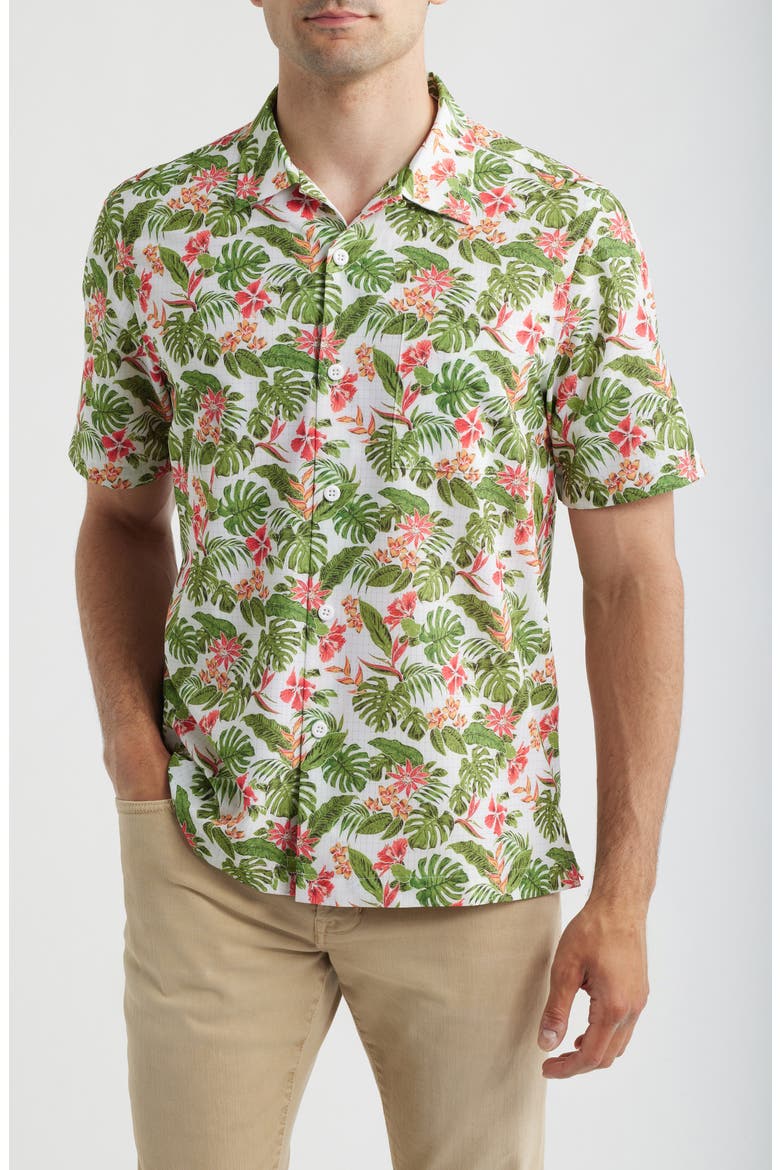 Bahama Coast Wild Grove IslandZone® Short Sleeve Button-Up Shirt, Main, color, CLOUD