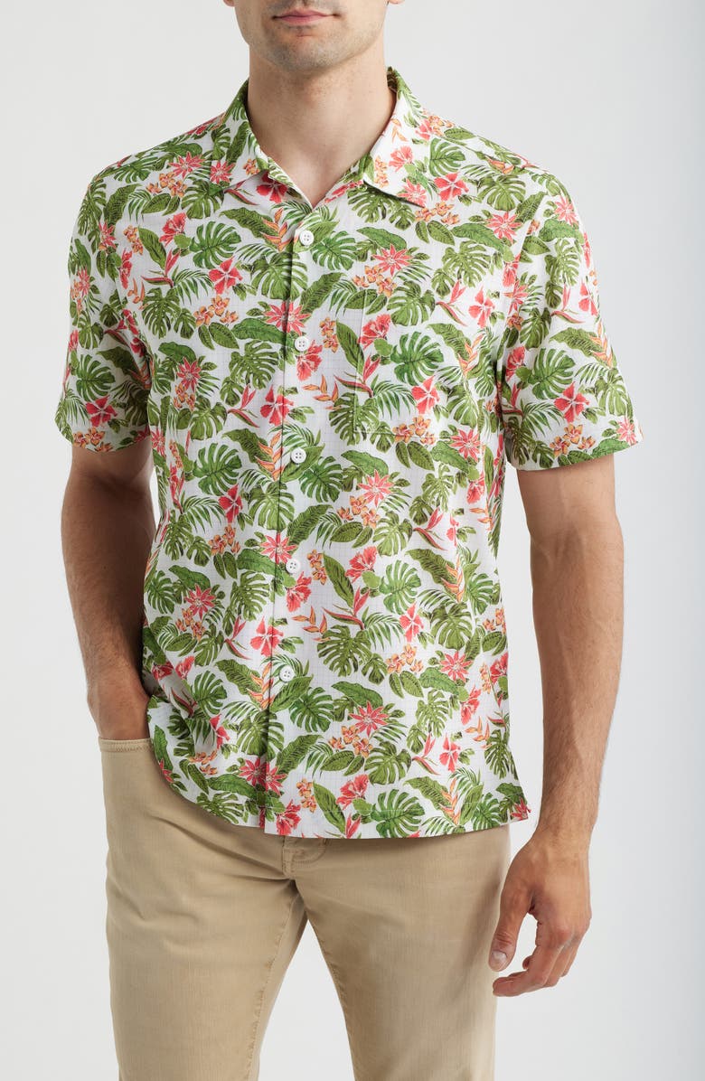 Tommy Bahama Bahama Coast Wild Grove IslandZone<sup>®</sup> Short Sleeve Button-Up Shirt, Main, color, Cloud