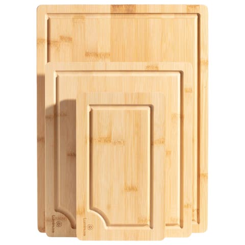 Wooden Cutting Board Set 3 Piece Heavy Duty Nonslip with Juice Groove
