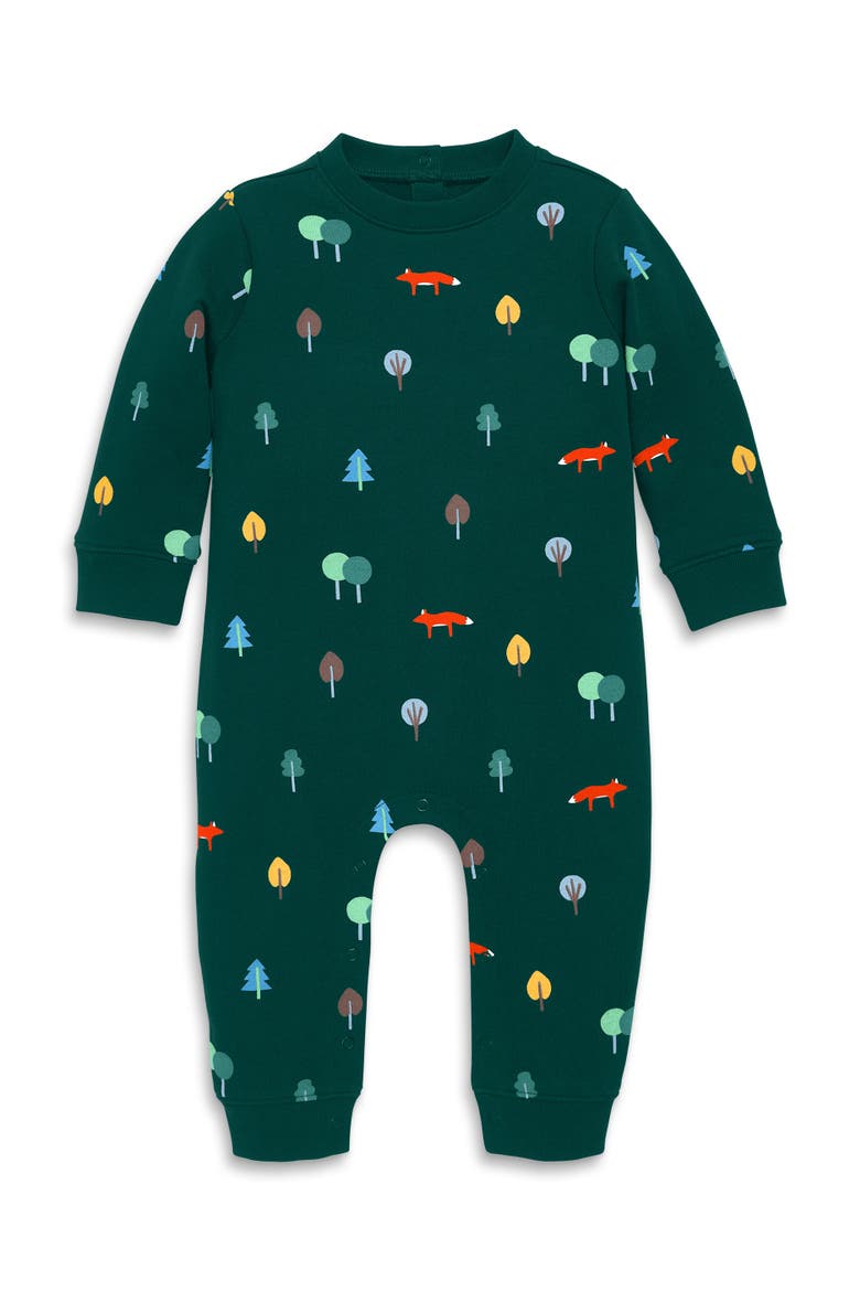 Baby Sweatshirt Romper In Oat Blooms, Main, color, Ivy Primary Forest