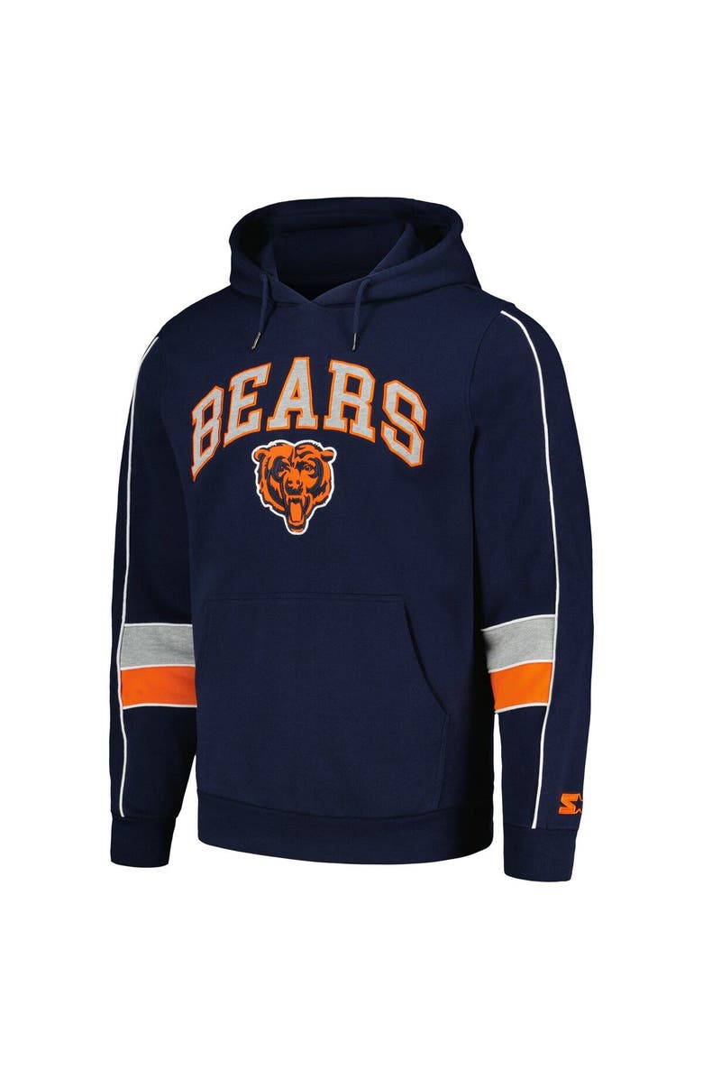 STARTER Men's Starter Navy Chicago Bears Captain Pullover Hoodie, Alternate, color, Navy
