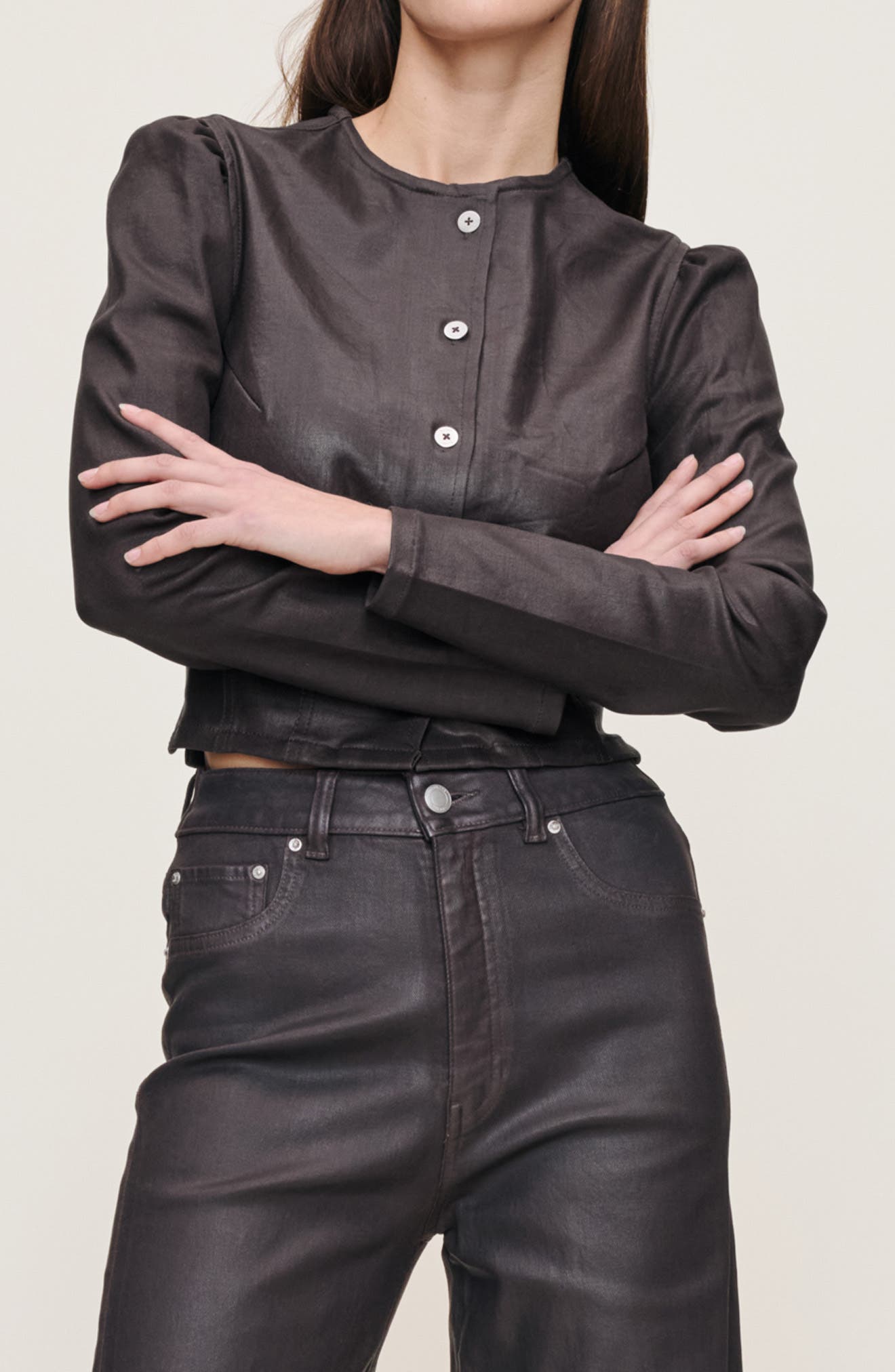 Sculpted Coated Denim Top