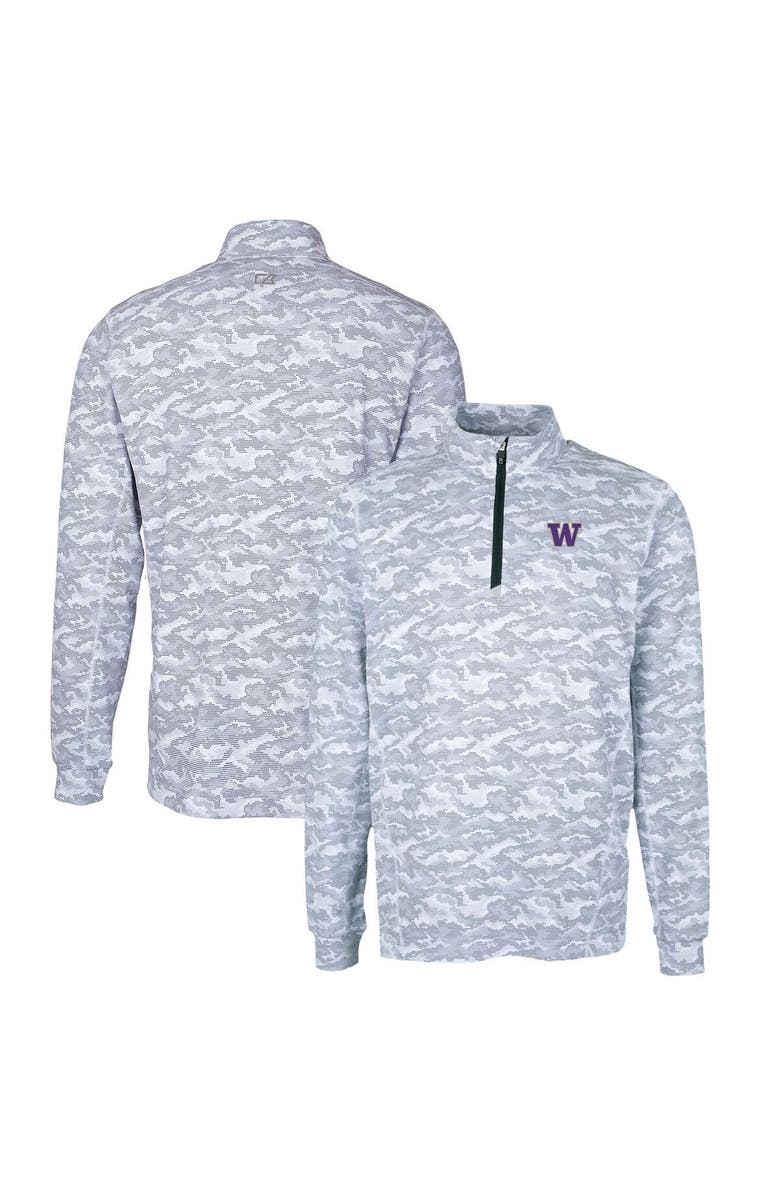 Cutter & Buck Men's Cutter & Buck Charcoal Washington Huskies Big & Tall Traverse Camo Print Stretch Quarter-Zip Pullover Top, Alternate, color, 