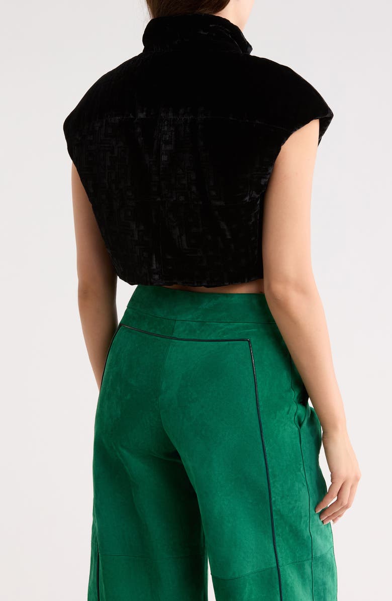 Longchamp Crop Velvet Blouson Jacket, Alternate, color, Black