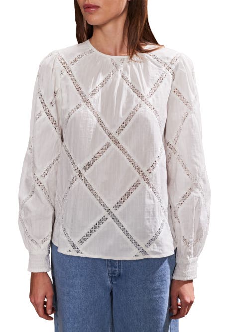 Ro&zo Ivory Diamond Lace Trim Blouse In Ivory