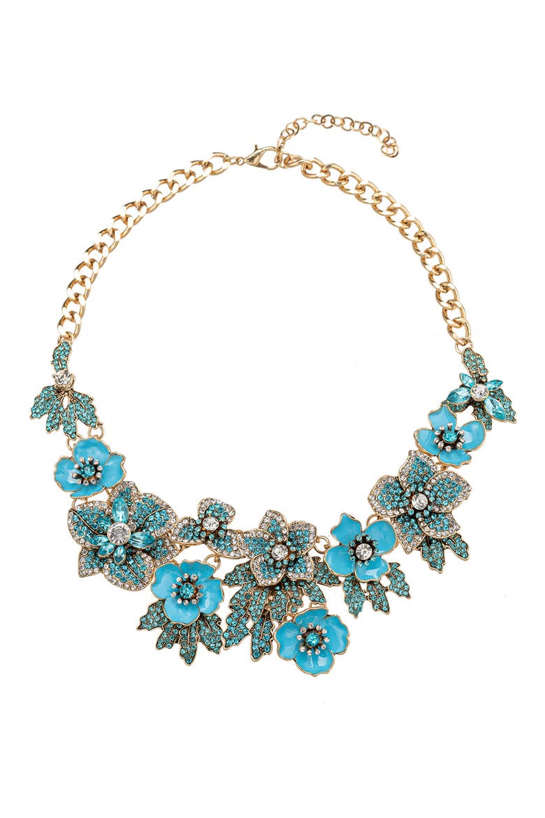 Crystal Statement Necklace, Main, color, GOLD AND BLUE