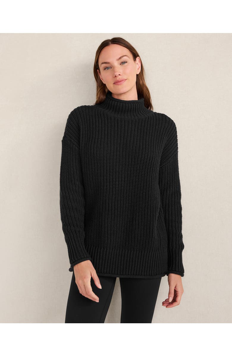 Haven Well Within Organic Cotton Shaker Stitch Roll Neck Sweater, Main, color, Black