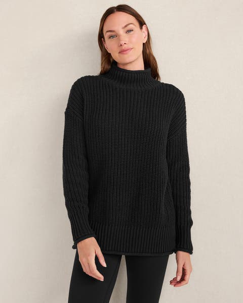 Organic Cotton Shaker Stitch Roll Neck Sweater