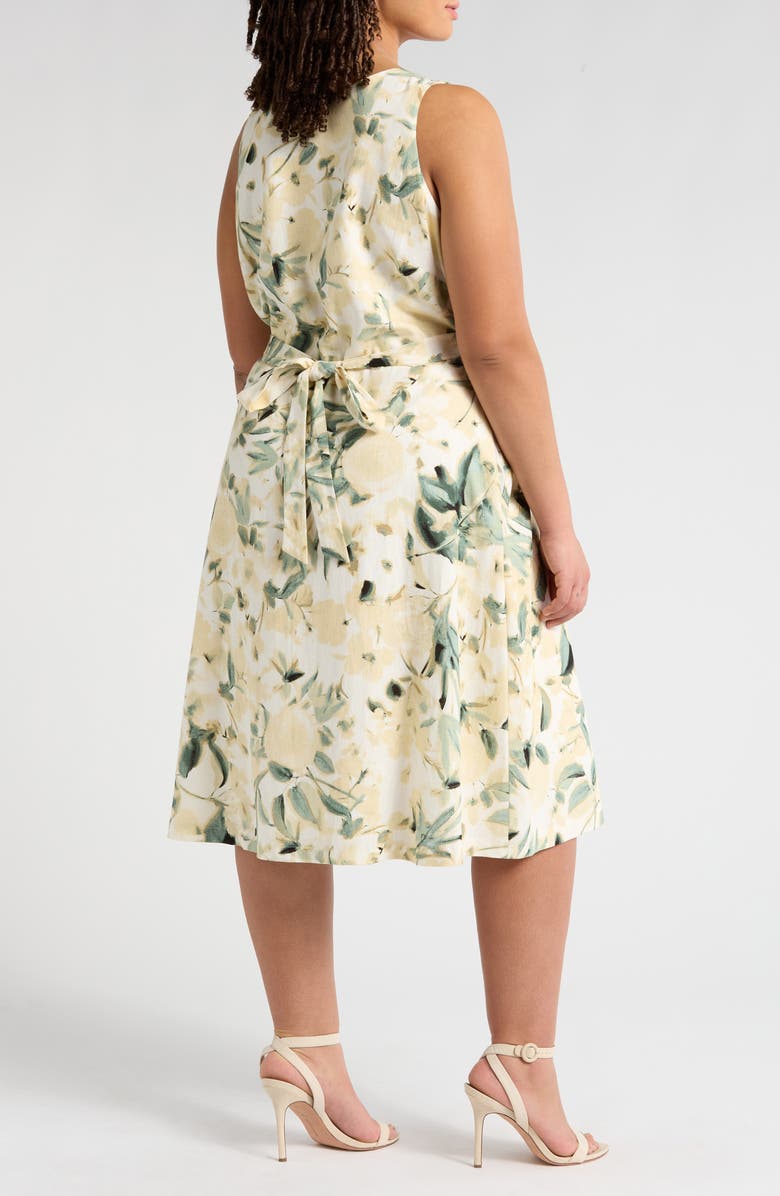 Anne Klein Floral Linen Blend Fit & Flare Dress, Alternate, color,