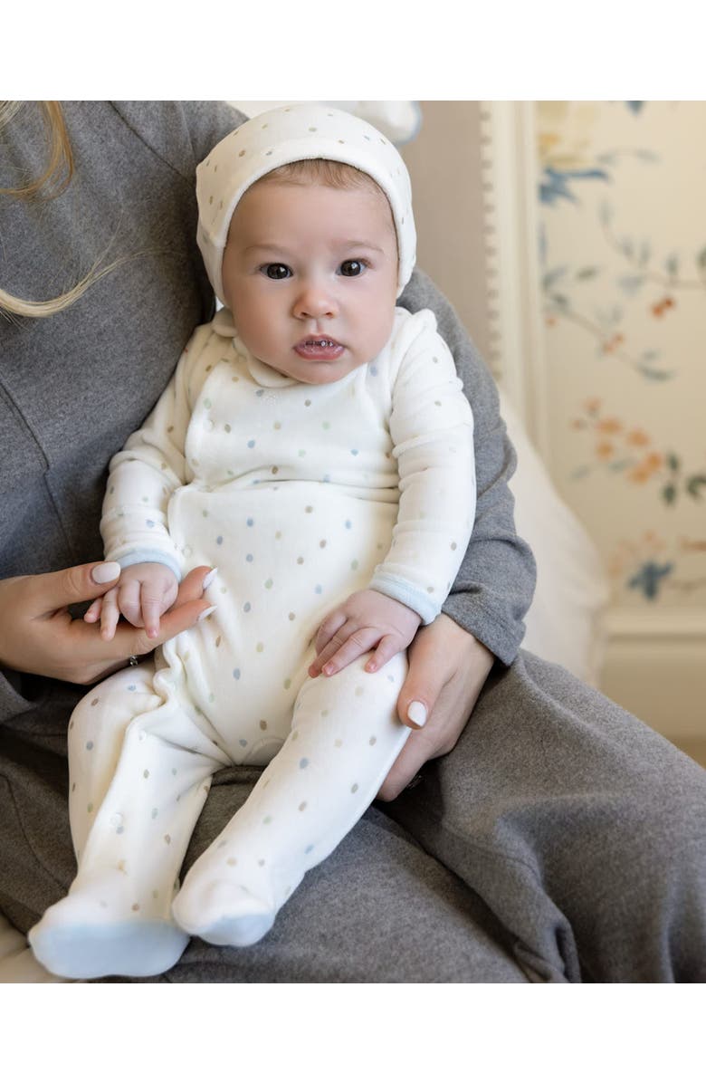MiniMoi 2 Piece Baby Velour Footie Set, Alternate, color, Marshmallow