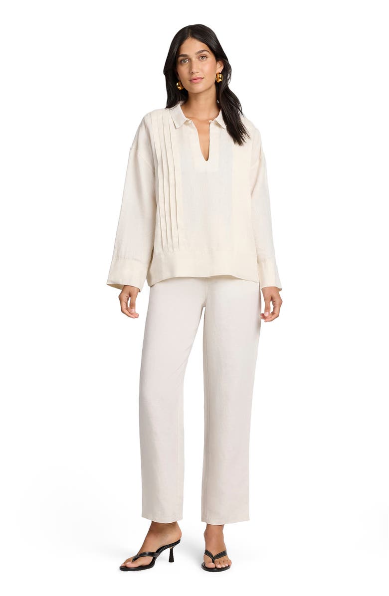 Onia Linen Pintuck Popover Shirt, Main, color, Natural