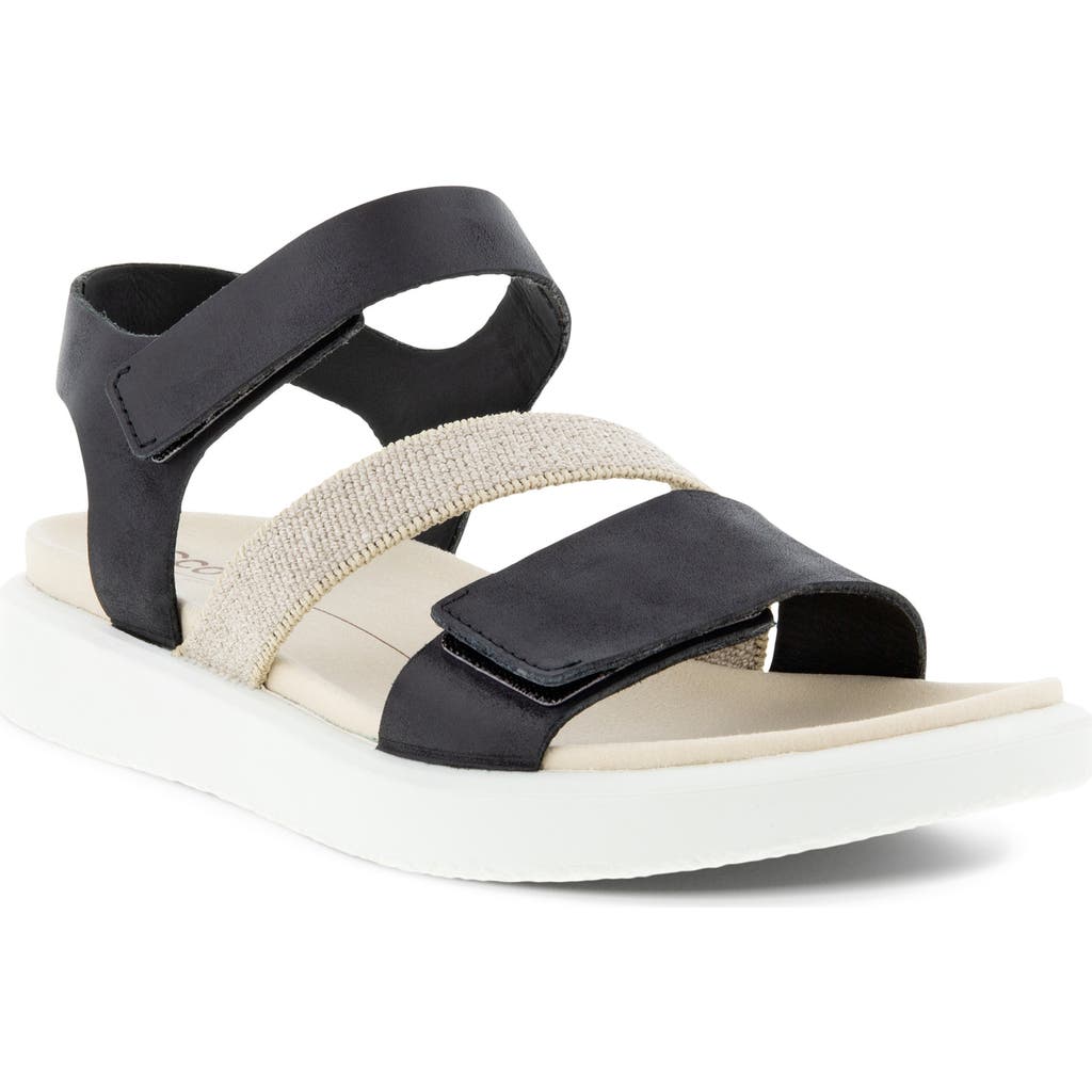 Ecco Womens Adjustable Leather Ankle Strap In Black