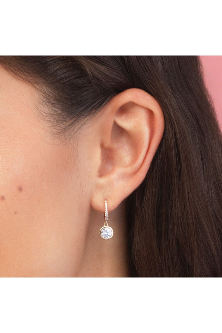 Lab Grown Diamond Round Bezel Drop Earrings, Alternate, color, 14K Yellow Gold