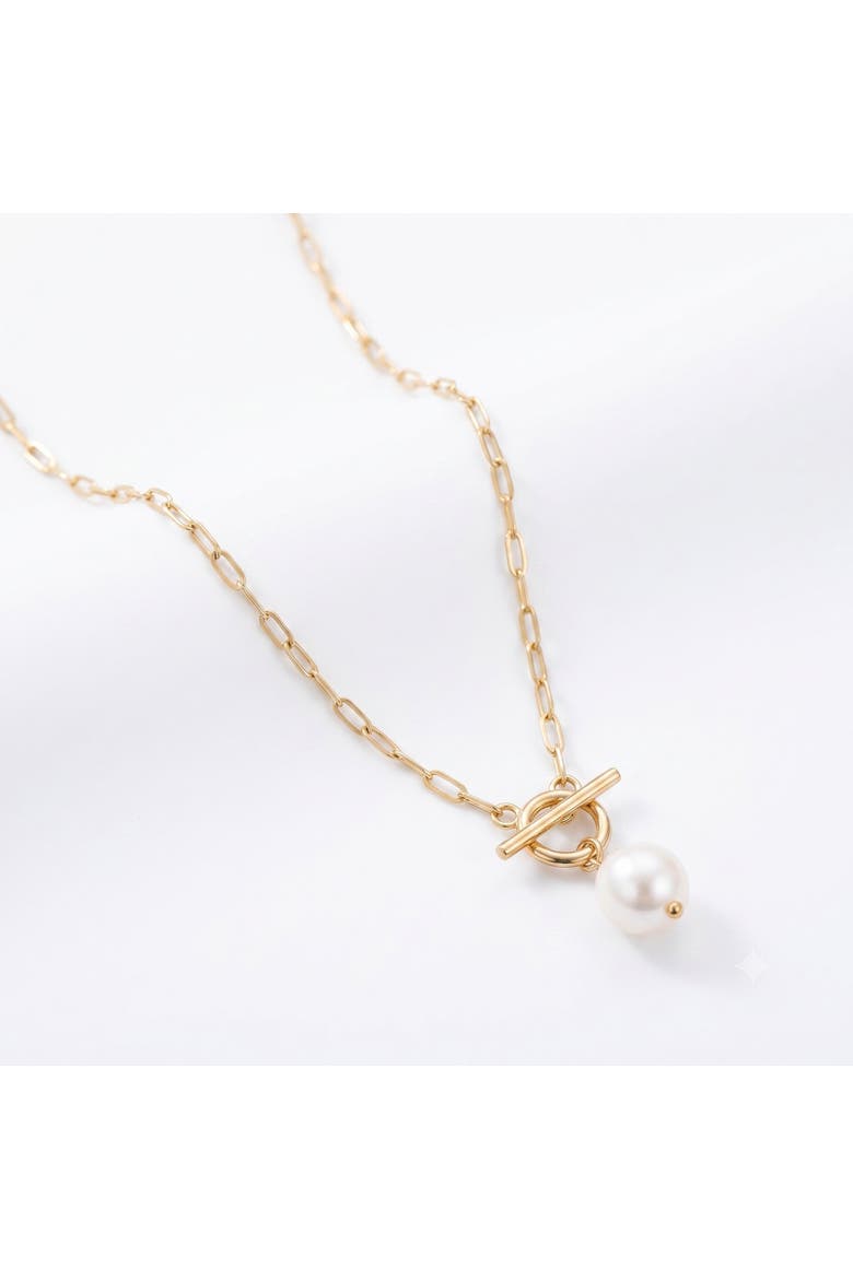 18k Gold Plated Fresh Water Pearl Cassis Necklace 18.5", Main, color, 18k Yellow Gold